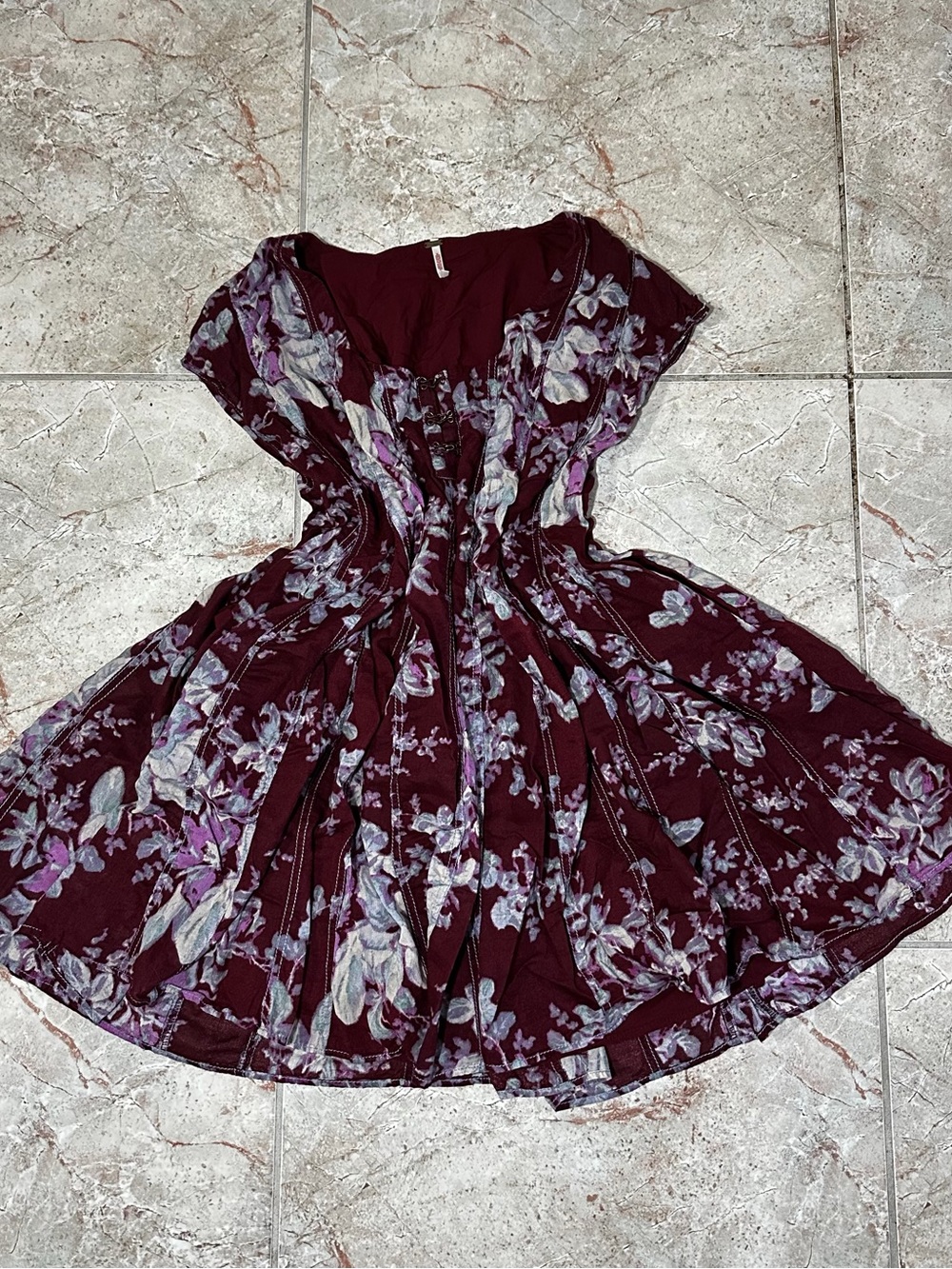 Free People Sully Mini Dress in a Raisin Floral Print
